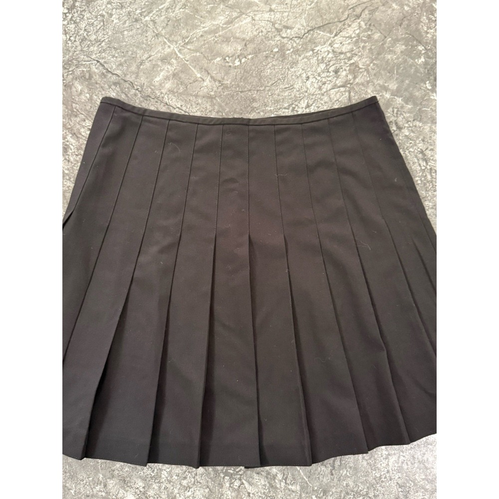 Norma Kamali Womens High Waist Pleated Above The Knee Skirt Zip Black Sz 14